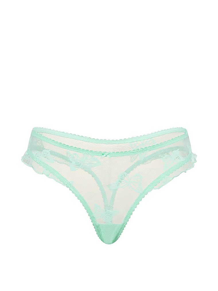 Tanga s motivem motýla. Produkt je zelené barvy a pochází z kolekce Lacie.