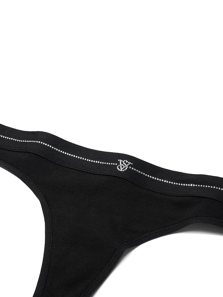 Logo Cotton thong Shine. Produkt je černý a pochází z kolekce Cotton.