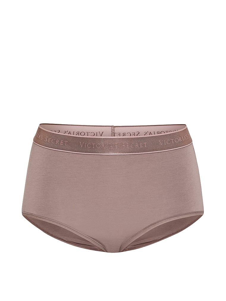 Bavlněné slipy s logem značky s vysokým pasem. Produkt je hnědé barvy a pochází z kolekce Cotton.