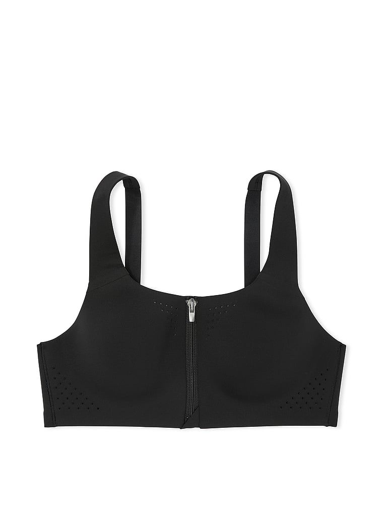 Sportovní podprsenka s maximální podporou se zipem Featherweight Max Front-Close. Produkt je černý a pochází z kolekce VSX.