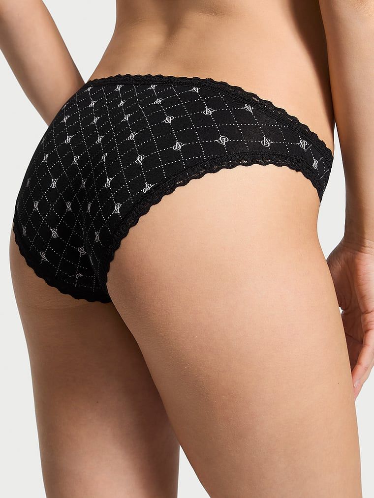 Bavlněné kalhotky s krajkou v bikinách s krajkovým lemem. Produkt je vzorovaný a pochází z kolekce Lacie.