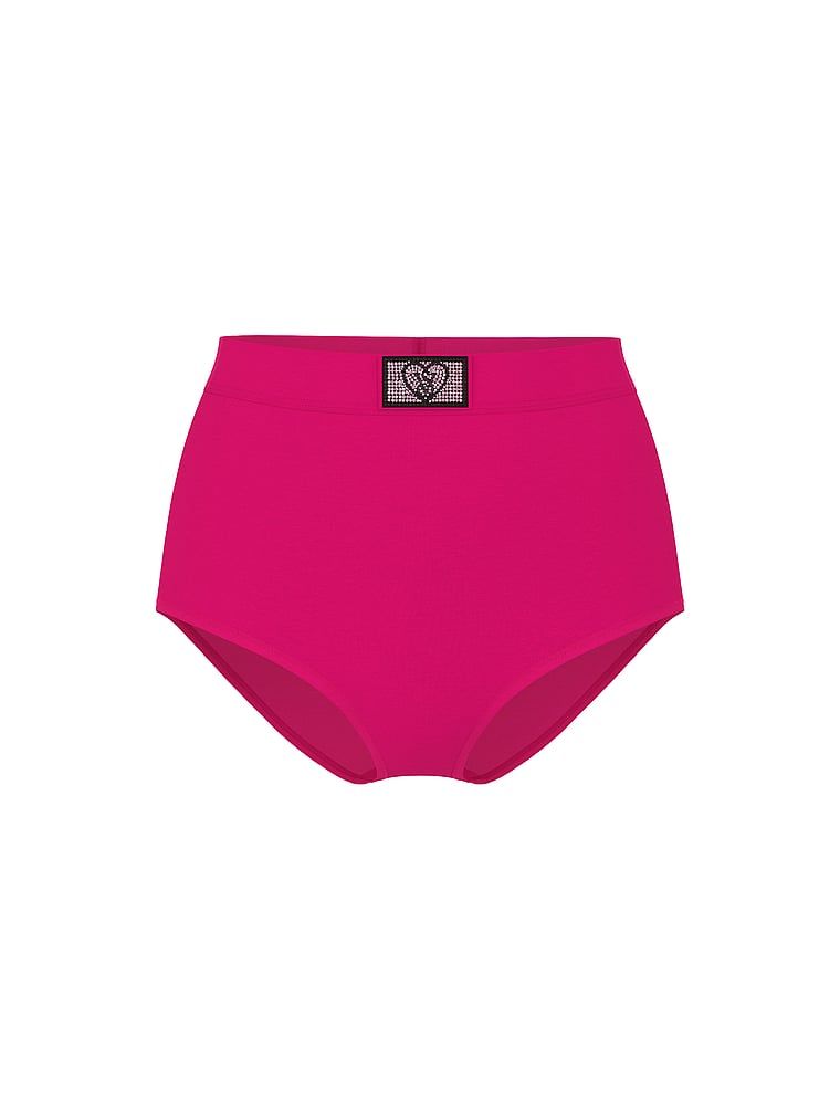 Bavlněné slipy s vysokým pasem a lesklým logem Heart Shine Patch. Produkt je růžové barvy a pochází z kolekce Cotton.