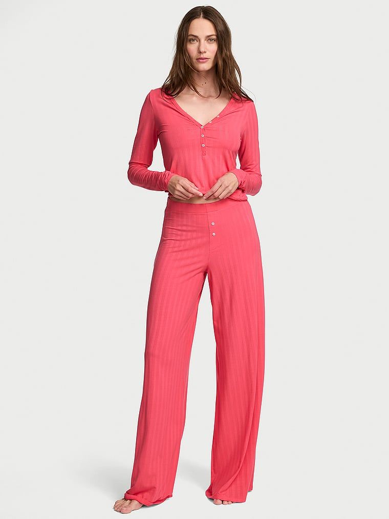 Victoria's Secret Souprava topu a kalhot Henley z ultrajemného modalu SoSoft