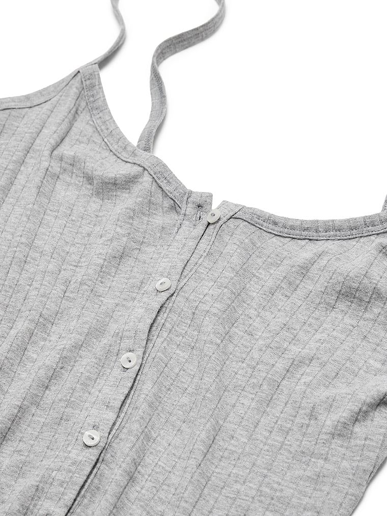 Sada z modálního oblečení na spaní – top a kalhoty SoSoft Wide-Rib. Produkt je šedé barvy a pochází z kolekce Victoria's Secret.