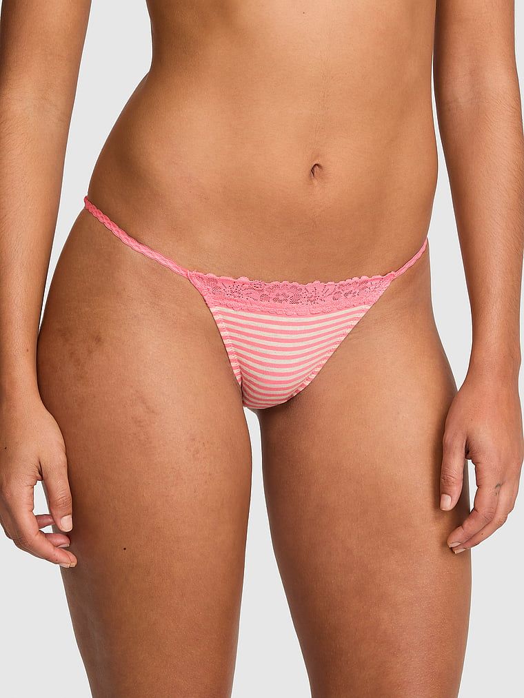 Bavlněné kalhotky bikini s krajkovým lemem