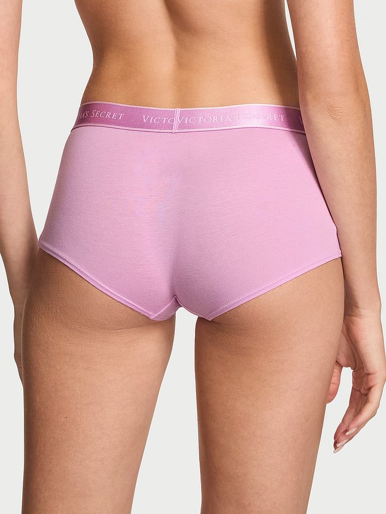 Bavlněné šortky s logem v pase Boyshort. Produkt má fialovou barvu a pochází z kolekce Cotton.