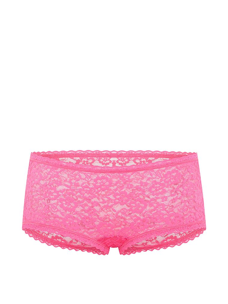 Krajkové kraťasy s nízkým pasem Boyshorts. Produkt je růžové barvy a pochází z kolekce Lacie.
