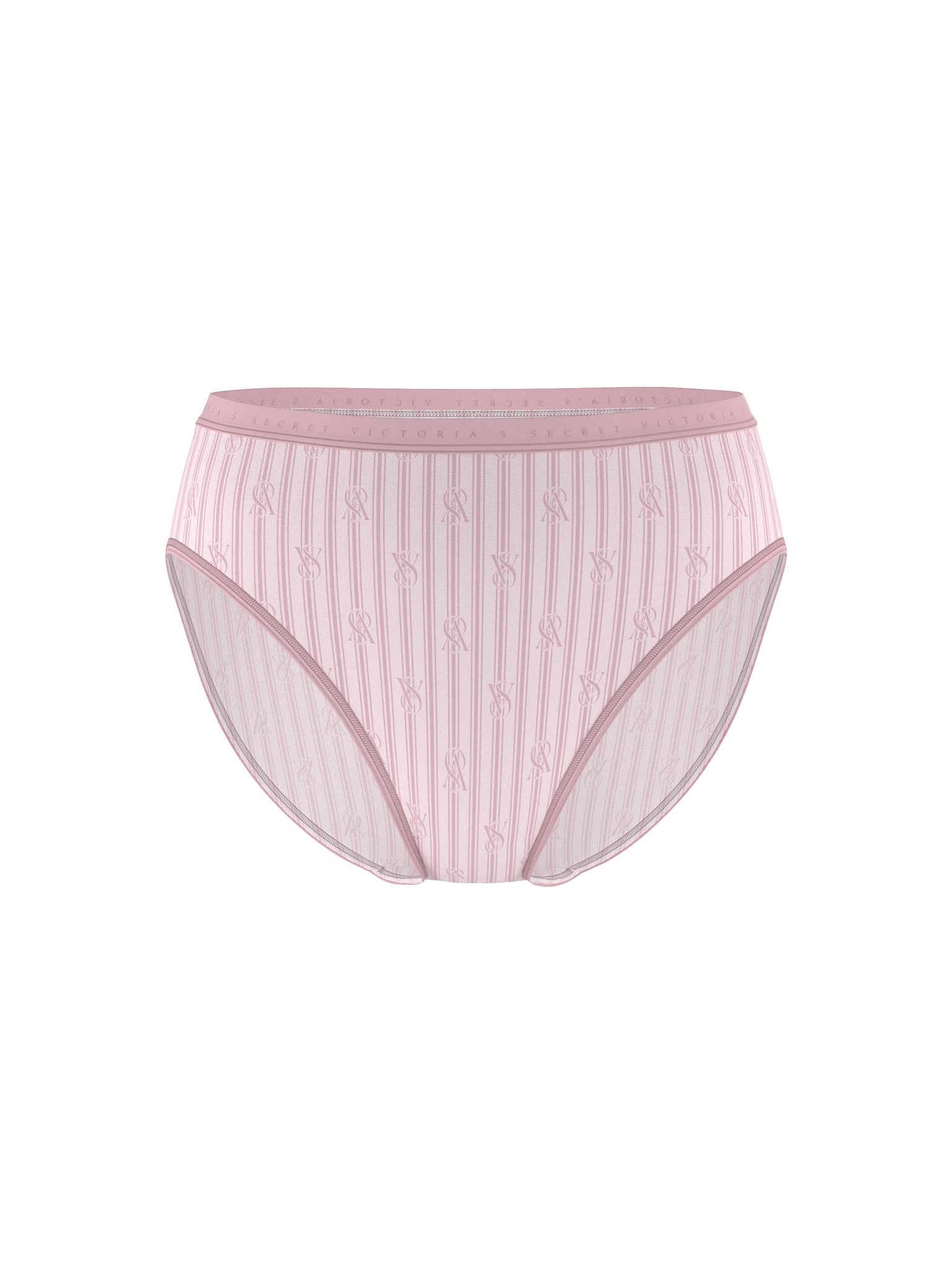 Bavlněné kalhotky s vysokými nohavicemi a vysoko střiženými nohavicemi. Produkt je vzorovaný a pochází z kolekce Victoria's Secret.