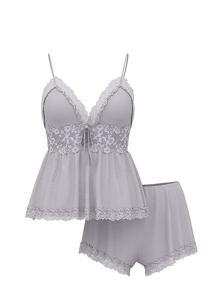 Modální spací sada – top s ramínky a šortky SoSoft. Produkt je fialové barvy a pochází z kolekce Victoria's Secret.