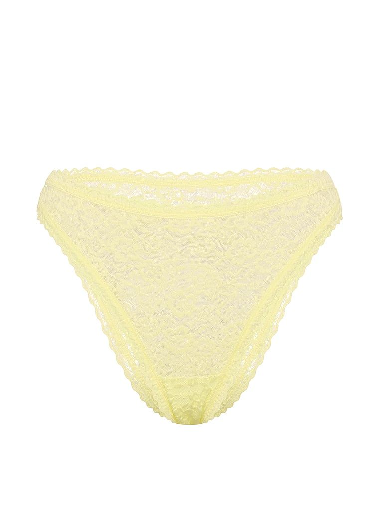 Krajkové kalhotky z krajky z 90. let. Produkt je žluté barvy a pochází z kolekce Lacie.