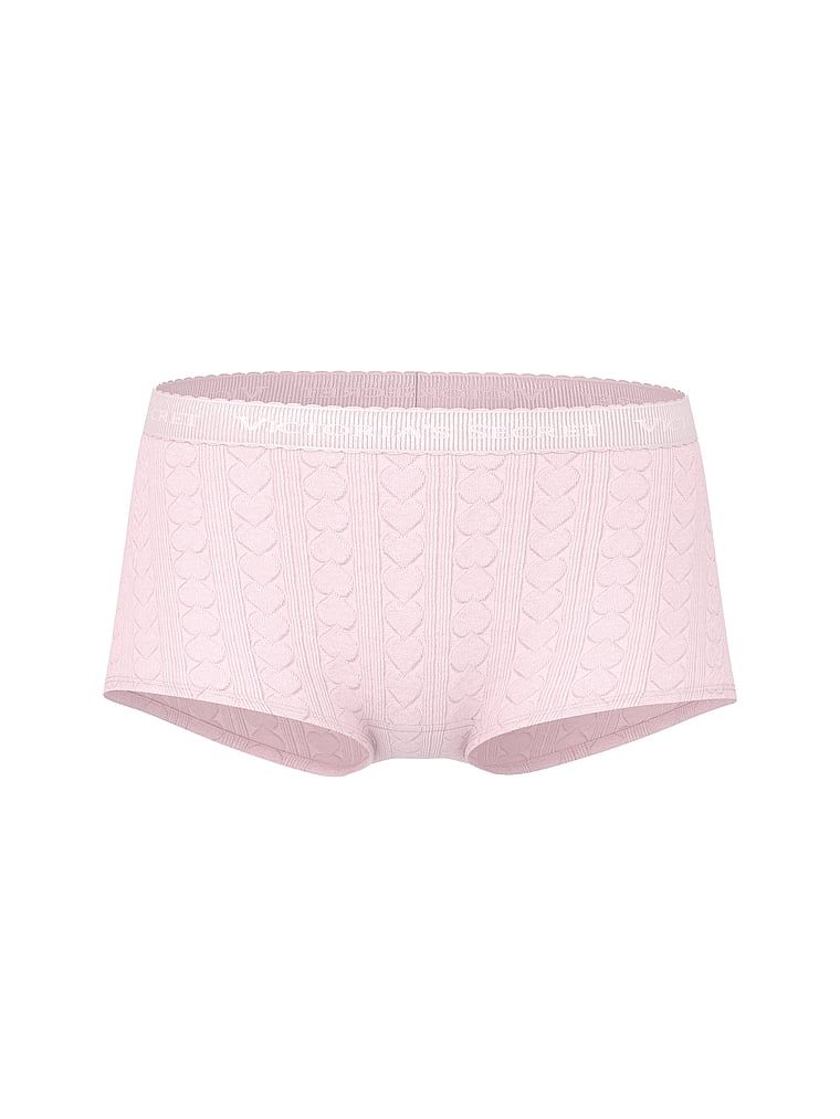 Bavlněné kraťasy se srdíčky a logem Heart Pointelle Boyshort. Produkt je růžové barvy a pochází z kolekce Cotton.