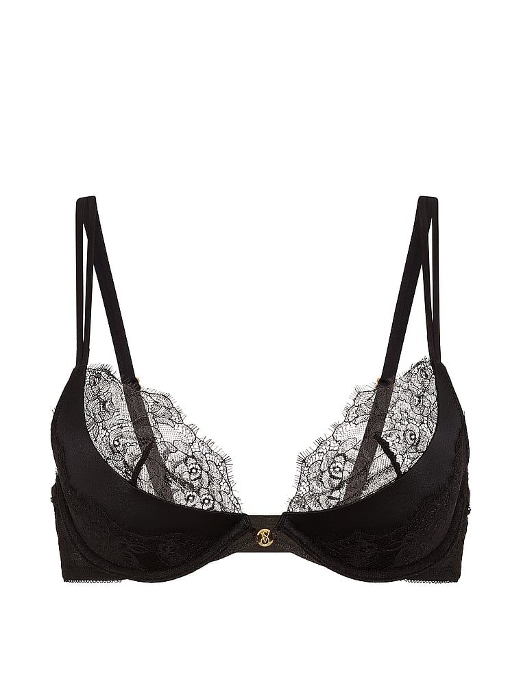 Podprsenka na push-up s hlubokými krajkovými vložkami. Produkt je černý a pochází z kolekce Very Sexy.