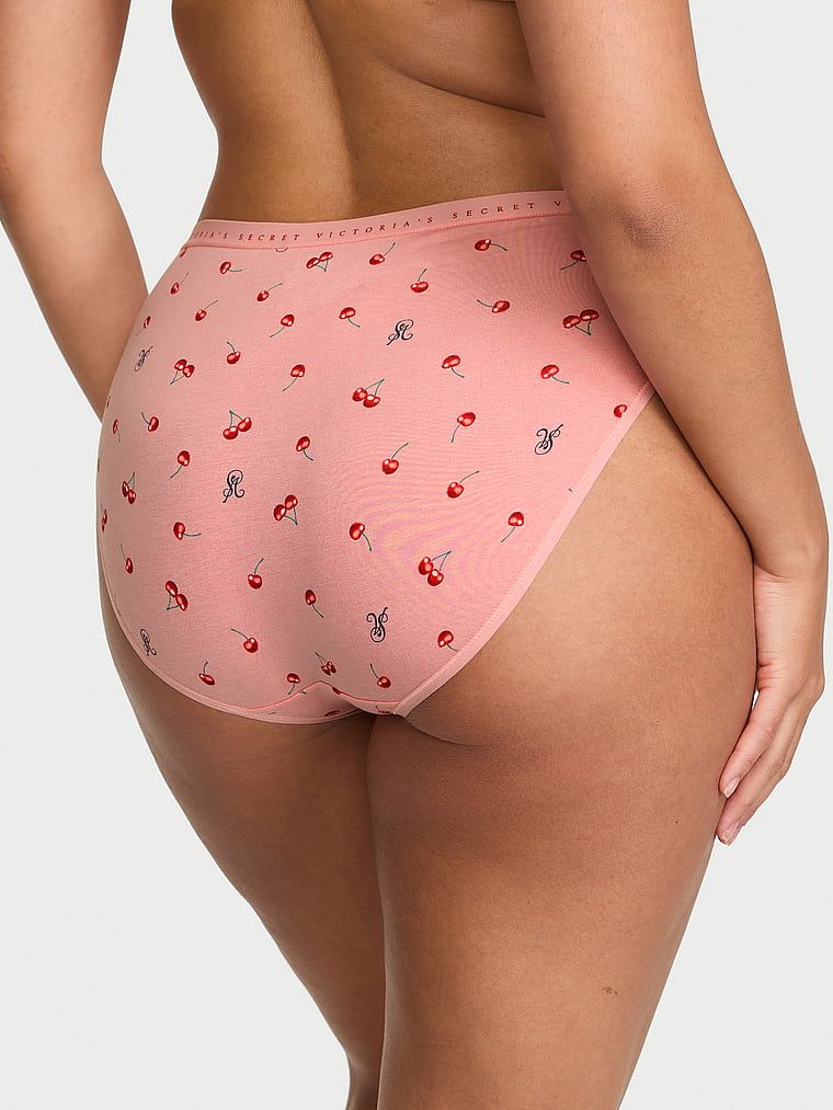 Bavlněné slipy s vysoko střiženými nohavičkami. Produkt má vzorovanou barvu a pochází z kolekce Victoria's Secret.