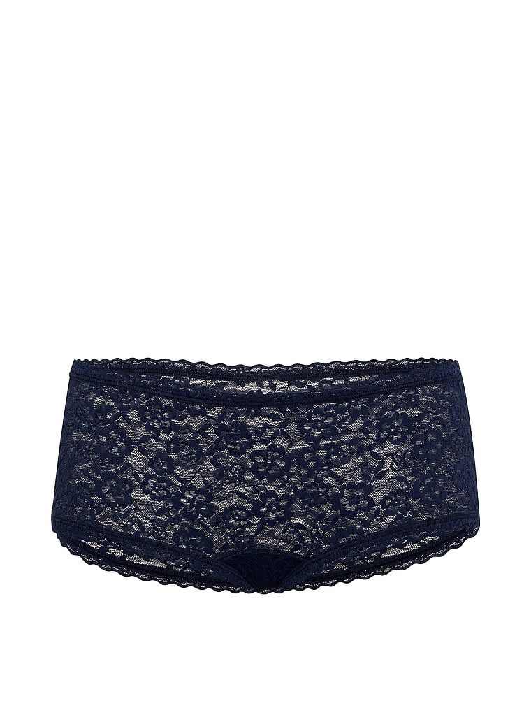 Krajkové kraťasy s nízkým pasem Boyshorts. Produkt je modré barvy a pochází z kolekce Lacie.