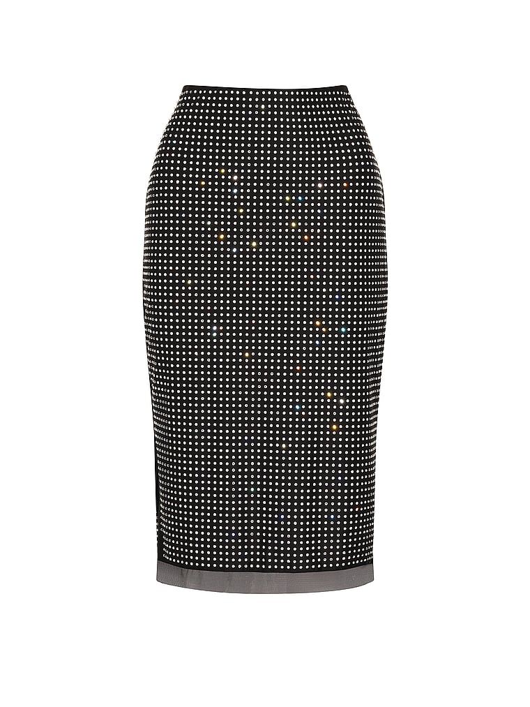 Lesklá pouzdrová sukně s krystaly Shine. Produkt je černý a pochází z kolekce Very Sexy.