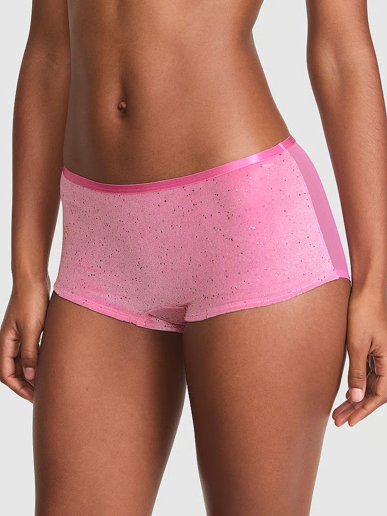 PINK Velurové kalhotky boyshort Plush Touch
