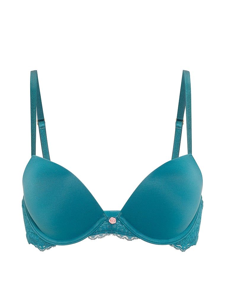 Hladká a krajková push-up podprsenka. Produkt je modré barvy a pochází z kolekce Dream Angels.