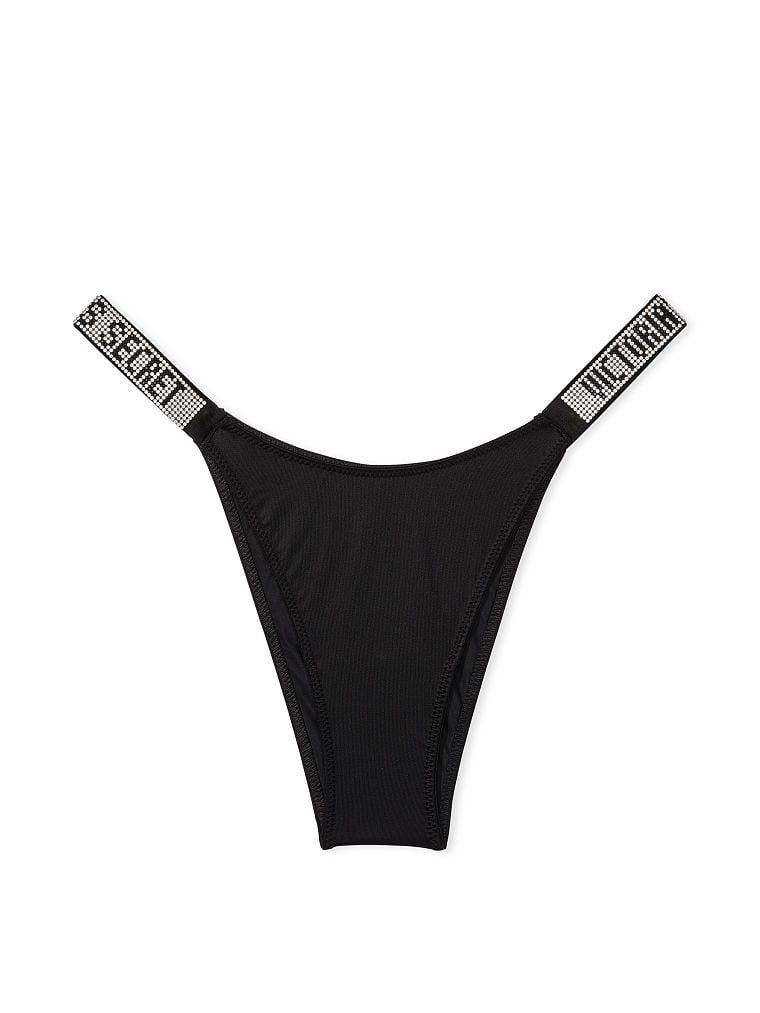 Brazilské kalhotky s lesklými ramínky Shine Strap Brazilian. Produkt je černý a pochází z kolekce Very Sexy.