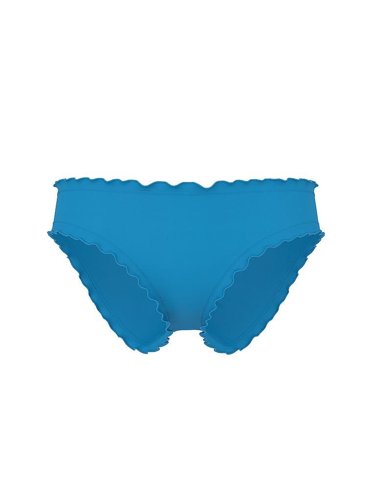 Zvrásněné spodní části bikin s nařasenými drzými tvary. Produkt je modré barvy a pochází z kolekce Victoria's Secret Swim.