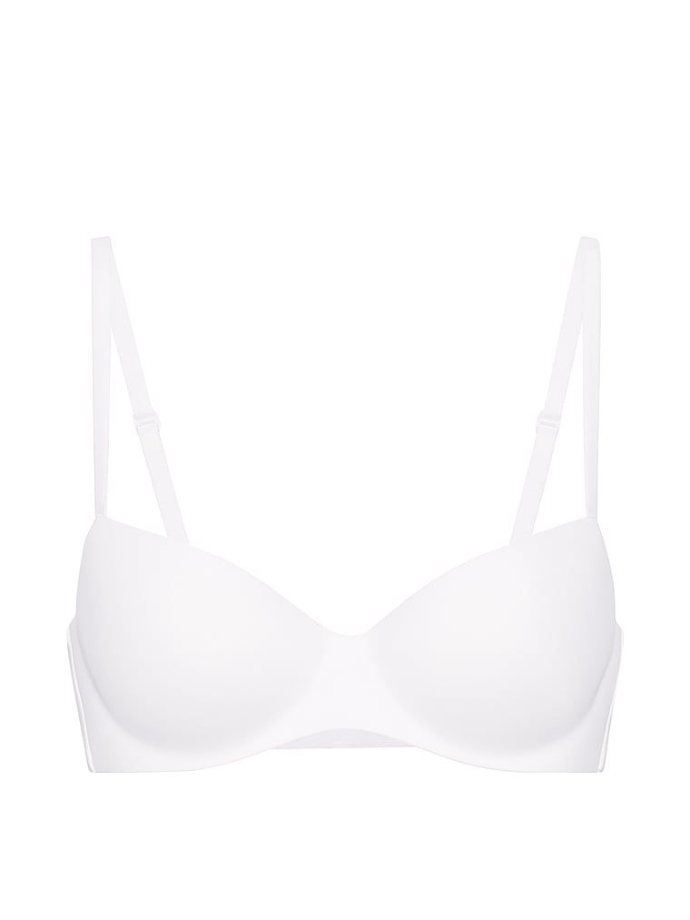 Podprsenka je mírně vycpaná balconetou FlexFactor. Produkt je bílý a pochází z kolekce Body by Victoria.